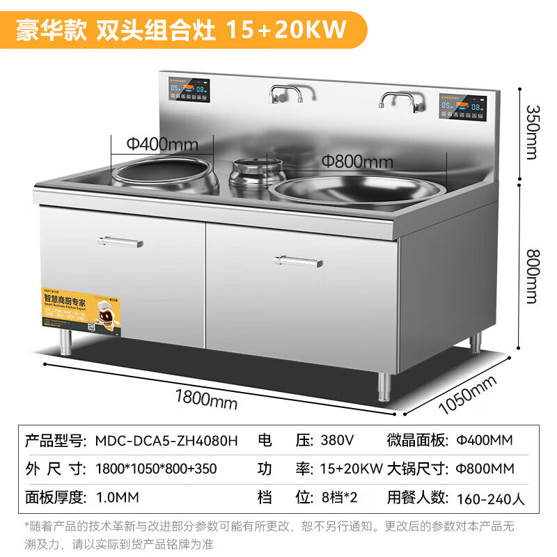 麥大廚升級款左400右800大小組合爐商用